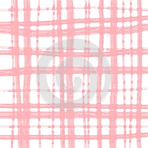 pink abstract vector pattern in a cage irregular lines vertical and horizontal brush strokes