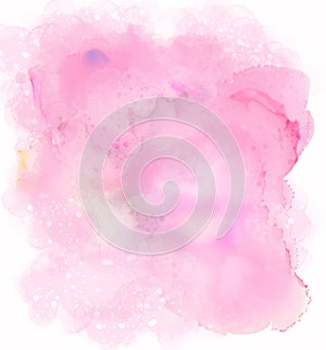 Pink abstract watercolor texture background. Green watercolour brush pattern. Pastel color background in paper art style