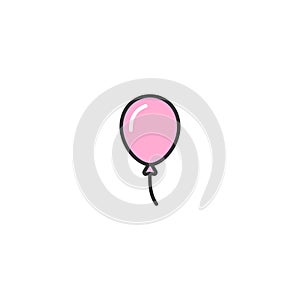 pink air balloon icon on white background. Birthday, anniversary