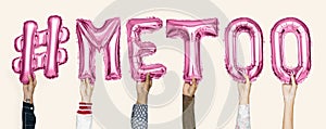 Pink alphabet balloons forming the word metoo photo