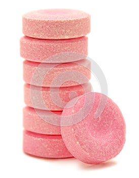 Pink antacid tablets