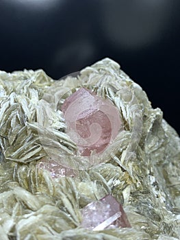 Pink apatite with muscovite mica mineral specimen from Nagar Pakistan