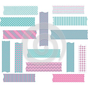 Pink and Aqua Washi Tape Graphics set