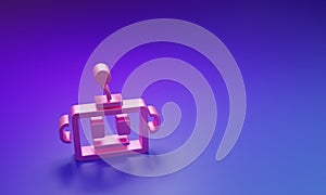 Pink Artificial intelligence robot icon isolated on purple-blue background. Machine learning, cloud computing