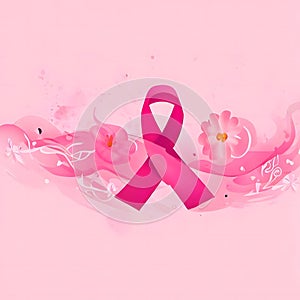 Pink awareness ribbon with pink background for breast cancer survivors hope ai generated