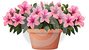 Pink Azaleas in a Terracotta Pot - Blooming Spring Flowers