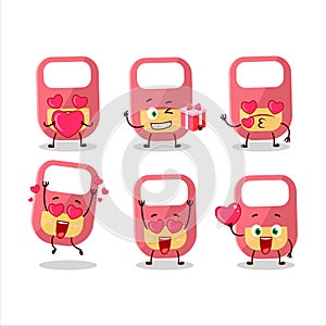 Pink baby appron cartoon character with love cute emoticon