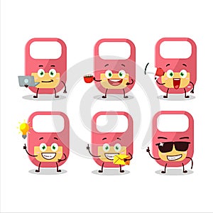 Pink baby appron cartoon character with various types of business emoticons