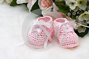 Pink Baby Booties photo