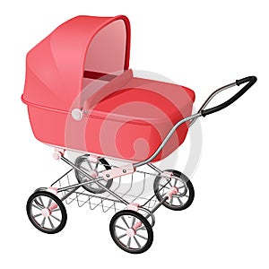 Pink baby carriage - cradle for newborn girl