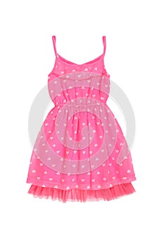 Pink baby dress isolated on white