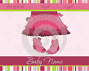 Pink Baby girl arrival announcement card