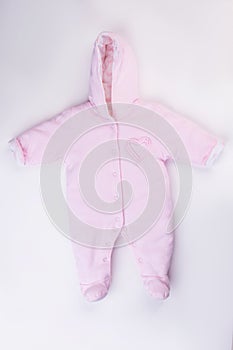 Pink baby girl fleece coverall.