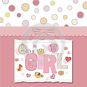 Pink baby girl shower card