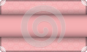 Pink background with abstract white ornament for design under your logo