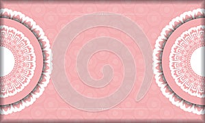 Pink background with abstract white ornament for design under your text