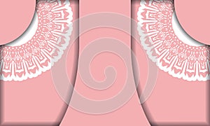 Pink background with abstract white pattern for design under your text