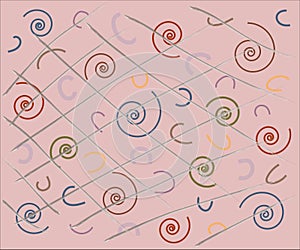 Pink background with arcs and spirals