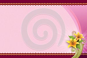 Pink Background with Flower for Blank Card