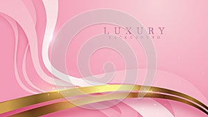 Pink background with glittering gold lines, luxury backdrop, modern concept. Illustration from vector about modern template deluxe