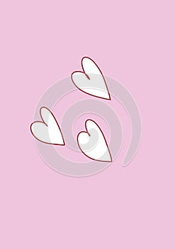 A pink background image with 3 white hearts in the center.