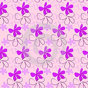 Pink background with lilac flowers, floral arrangement. Vector seamless pattern. Background illustration, decorative design for