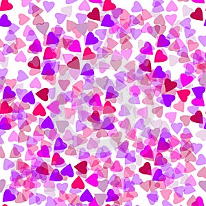 Pink background with transparent hearts and stars, illustration.