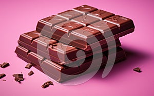 Pink Background with Unsweetened Chocolate -Generative Ai photo