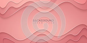 Pink background with wavy shapes in 3D style. Can be used for posters, placards, brochures, banners, web pages, headers, covers,