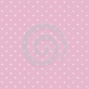 Pink background with white small flashes of glare flashing in a checkered pattern cute baby girlish babies vector seamless pattern