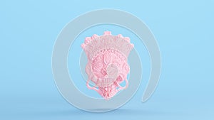 Pink Bali Face Mask Demon Barong King of the Spirits Culture Decoration Blue Kitsch Background