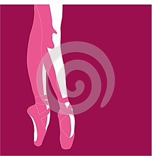 Pink ballerina legs vector silhouette