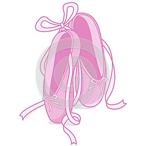Pink ballet pointe shoes. Vector illustration