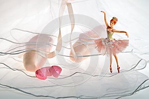 Pink the ballet shoes pointe and dancing in ballerina doll