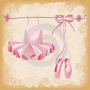 Pink ballet slippers and tutu background photo