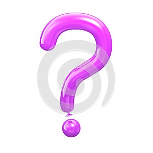 Pink balloon in a shape of a question. 3d illustration of a question mark.