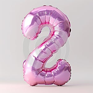 A pink balloon shaped like the number 2