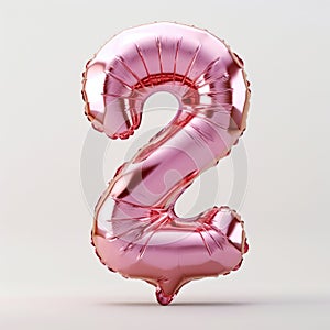 A pink balloon shaped like the number 2