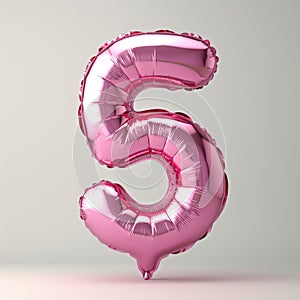 A pink balloon shaped like the number 5