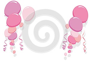 Pink balloons border vector