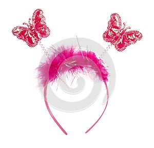 Pink band on the head with butterflies