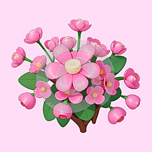 Pink banquet flowers cartoon illustration