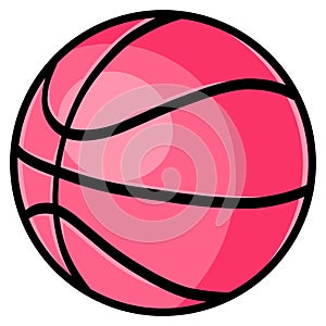 Pink Basketball Ball Doodle Drawing Vector Illustration