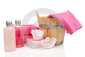 Pink bath accessory for sauna or spa