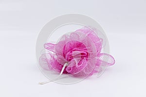 Pink bath puff or sponge