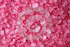 Pink bath salt crystals