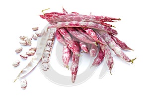 Pink beans and pods isolated