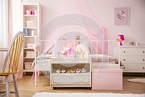 Pink bedroom with canopy bed