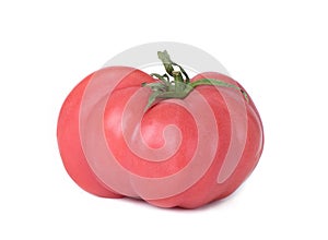 Pink beef tomato on a white background