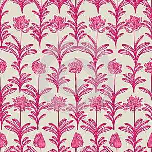 Pink beige blooming african lilly flower summer floral seamless vector pattern for fabric, wallpaper, scrapbooking